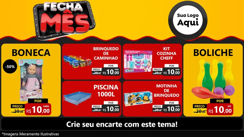 Modelo de TV para TV Horizontal com o tema Fecha Mês para Brinquedos