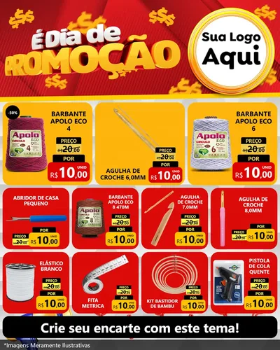 Modelo de Rede Social para Feed Instagram com o tema É Dia De Promoção para Armarinho e Aviamentos