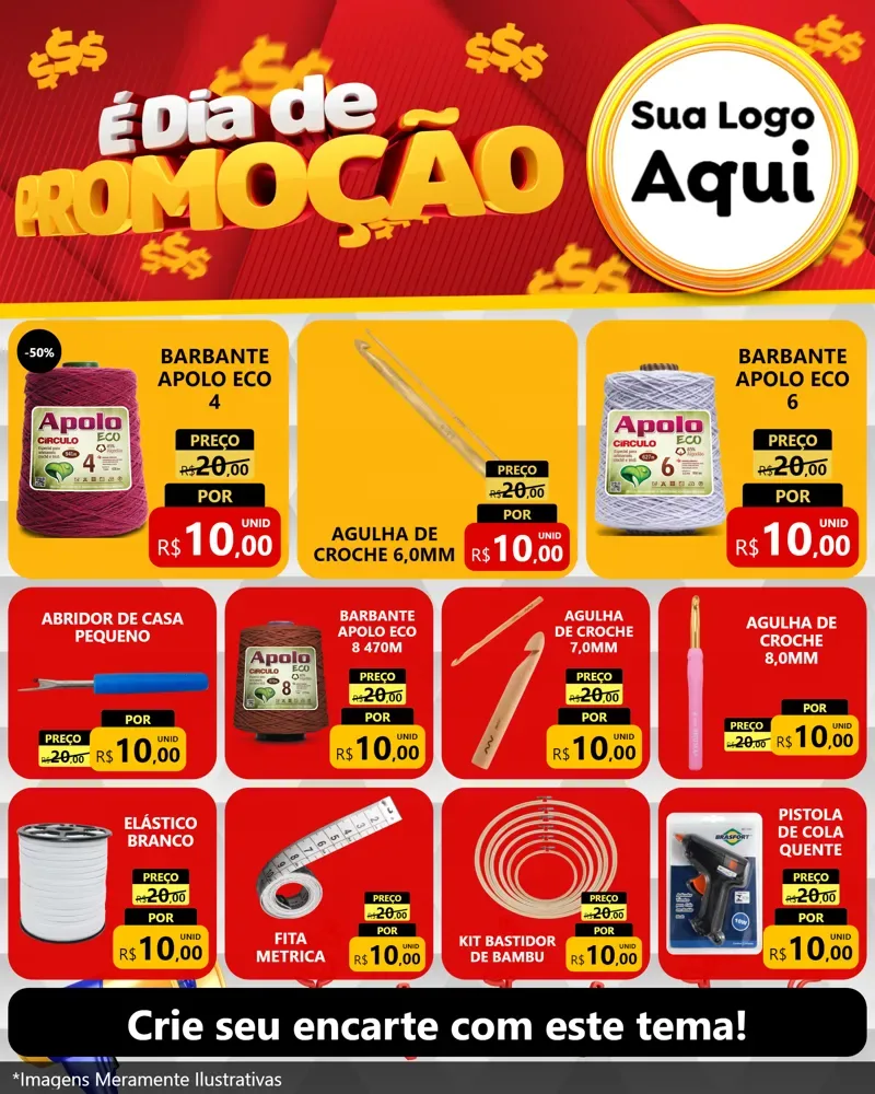 Modelo de Rede Social para Feed Instagram com o tema É Dia De Promoção para Armarinho e Aviamentos