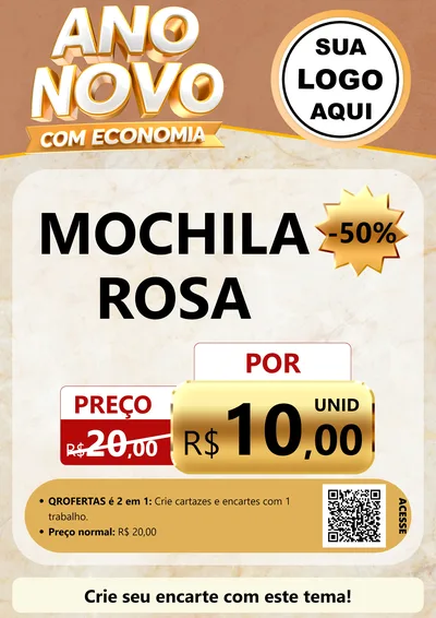 Modelo de Cartaz para Cartaz A4 Vertical com o tema Ano Novo Com Economia para Papelaria