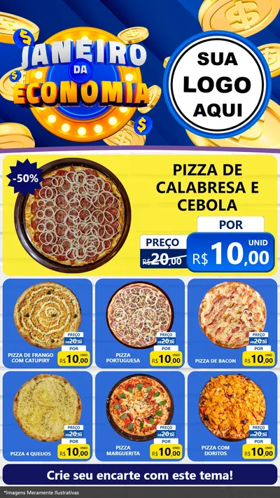 Modelo de Rede Social para Stories com o tema Janeiro da Economia para Pizzaria