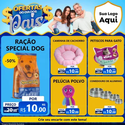 Modelo de Rede Social para Feed Facebook com o tema Ofertas do Dia dos Pais para Pet Shop