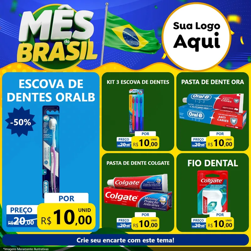 Modelo de Rede Social para Feed Facebook com o tema Mês do Brasil para Higiene Pessoal