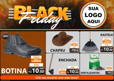 Modelo de Encarte para Encarte A4 Horizontal com o tema Black Friday para Agropecuária