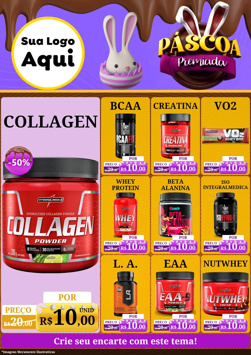 Modelo de Encarte para Encarte A4 Vertical com o tema Páscoa Premiada para Suplementos alimentares