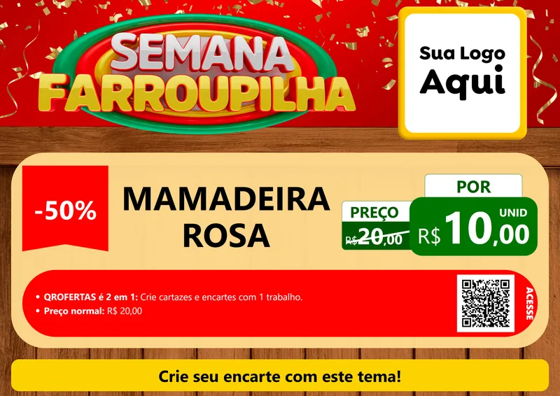 Modelo de Cartaz para Cartaz A4 Horizontal com o tema Semana Farroupilha para Bebês