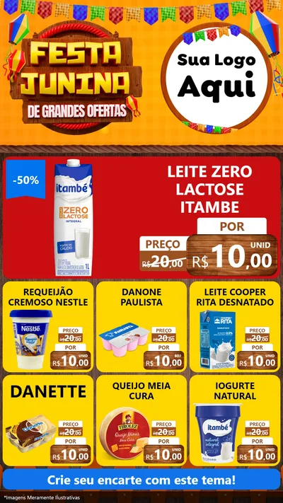 Modelo de Rede Social para Stories com o tema Festa Junina de Grandes Ofertas para Frios e Laticínios