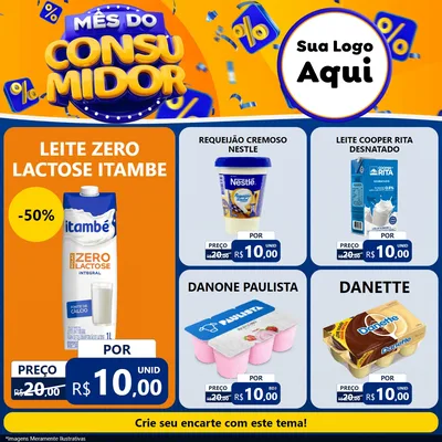 Modelo de Rede Social para Feed Facebook com o tema Mês do Consumidor para Frios e Laticínios