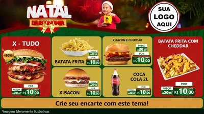 Modelo de TV para TV Horizontal com o tema Natal da Economia para Hamburgueria