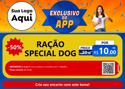 Modelo de Cartaz para Cartaz A4 Horizontal com o tema Exclusivo do Aplicativo para Pet Shop