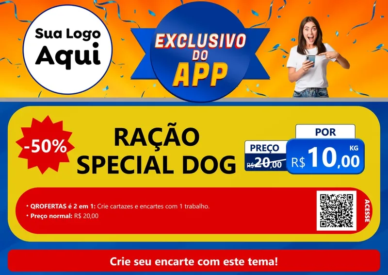 Modelo de Cartaz para Cartaz A4 Horizontal com o tema Exclusivo do Aplicativo para Pet Shop