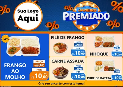 Modelo de Encarte para Encarte A4 Horizontal com o tema Janeiro Premiado para Restaurante
