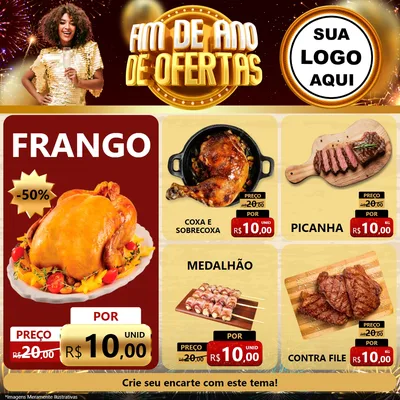 Modelo de Rede Social para Feed Facebook com o tema Fim de Ano de Ofertas para Assados
