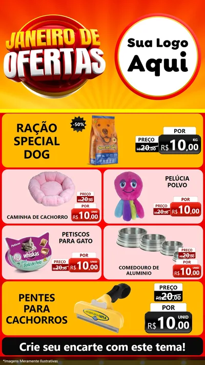 Modelo de TV para TV Vertical com o tema Janeiro de Ofertas para Pet Shop