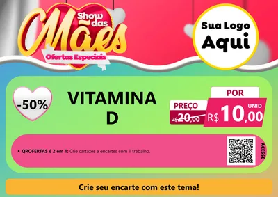 Modelo de Cartaz para Cartaz A4 Horizontal com o tema Show das Mães - Ofertas Especiais para Farmácia