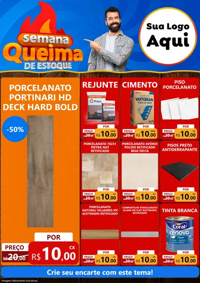 Modelo de Encarte para Encarte A4 Vertical com o tema Semana Queima de Estoque para Pisos e revestimentos