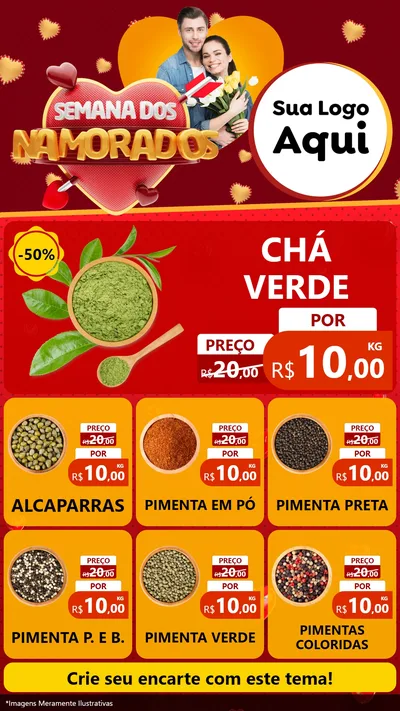 Modelo de Rede Social para Stories com o tema Semana dos Namorados para Produtos Naturais