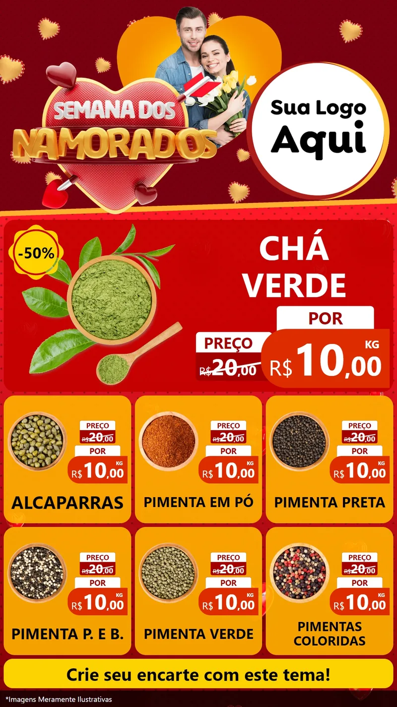 Modelo de Rede Social para Stories com o tema Semana dos Namorados para Produtos Naturais