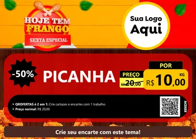 Modelo de Cartaz para Cartaz A4 Horizontal com o tema Hoje tem Frango Sexta Especial para Açougue