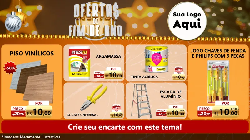 Modelo de TV para TV Horizontal com o tema Ofertas de Fim de Ano para Material para Construção