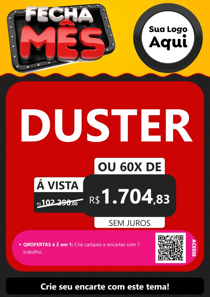 Modelo de Cartaz para Cartaz A4 Vertical com o tema Fecha Mês para Concessionaria de Carros