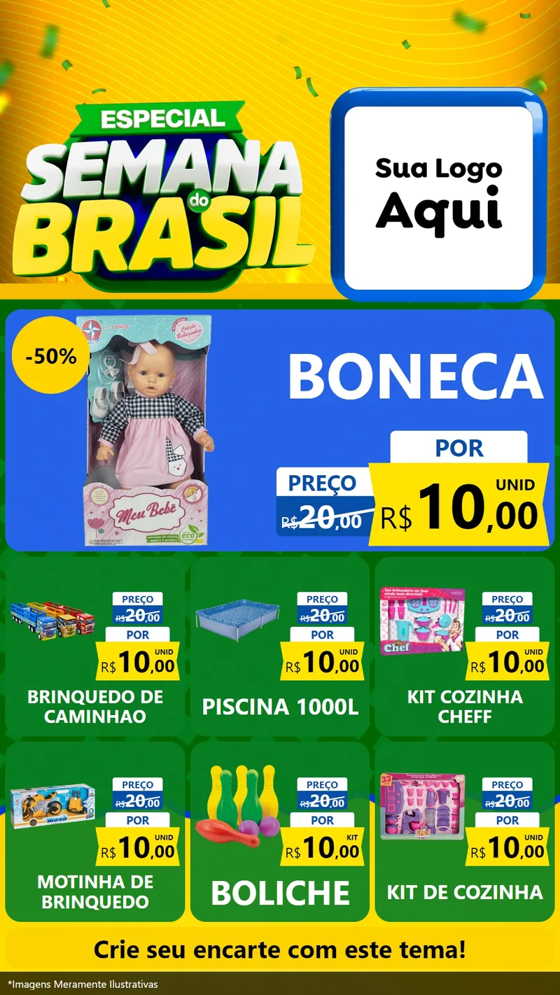 Modelo de Rede Social para Stories com o tema Especial Semana do Brasil para Brinquedos