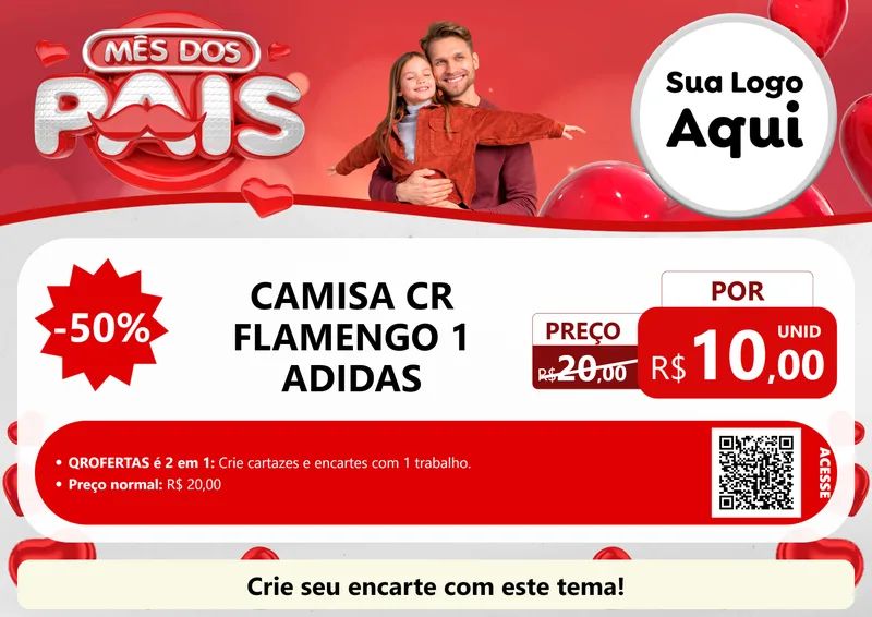 Modelo de Cartaz para Cartaz A4 Horizontal com o tema Mês dos Pais para Roupas e acessórios