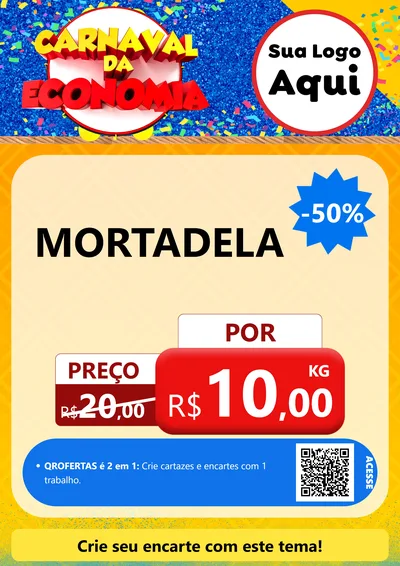 Modelo de Cartaz para Cartaz A4 Vertical com o tema Carnaval da Economia para Frios e Laticínios