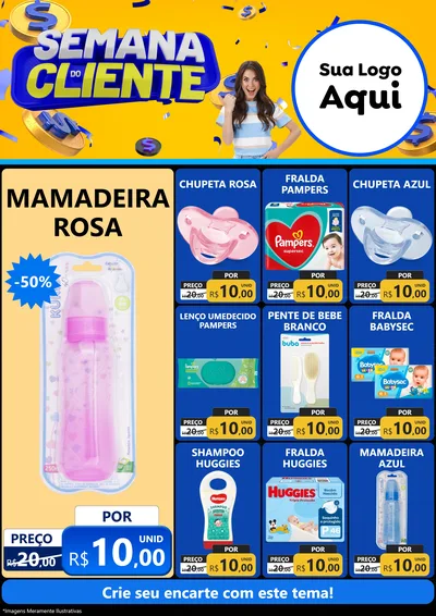 Modelo de Encarte para Encarte A4 Vertical com o tema Semana do Cliente para Bebês