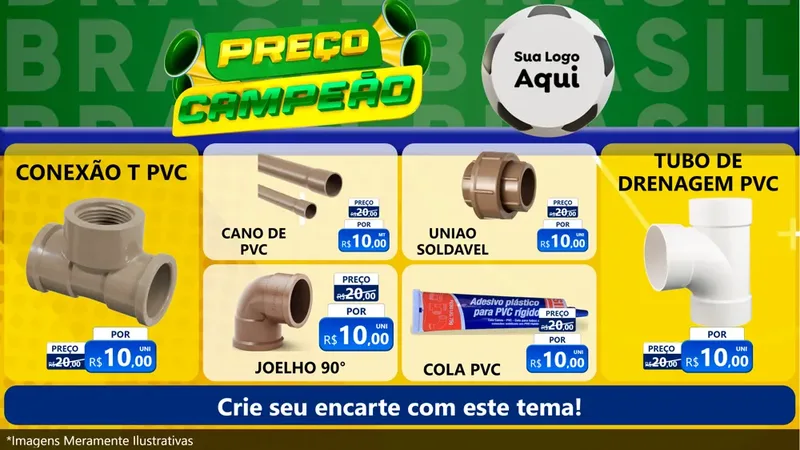 Modelo de TV para TV Horizontal com o tema Preço Campeão - Copa para Tubos e conexões