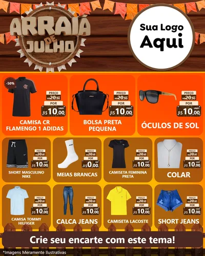 Modelo de Rede Social para Feed Instagram com o tema Arraiá de Julho - Junina para Roupas e acessórios