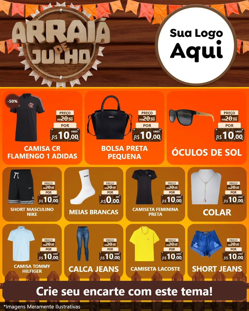 Modelo de Rede Social para Feed Instagram com o tema Arraiá de Julho - Junina para Roupas e acessórios