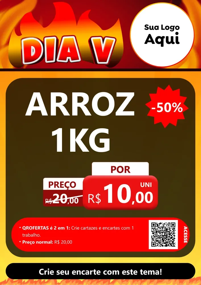 Modelo de Cartaz para Cartaz A4 Vertical com o tema Dia V para Supermercado