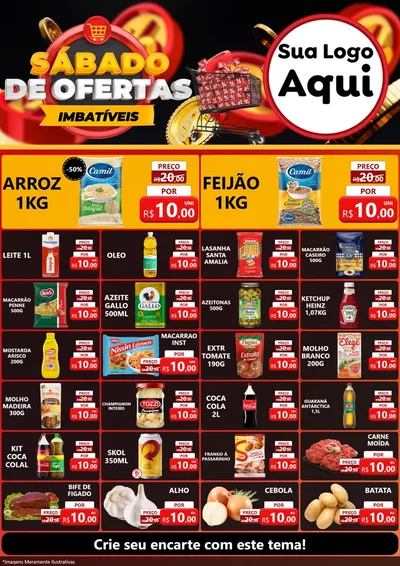 Modelo de Encarte para Encarte A4 Vertical com o tema Sábado de Ofertas Imbatíveis para Supermercado