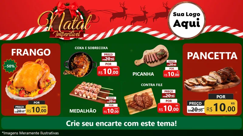 Modelo de TV para TV Horizontal com o tema Natal Imperdível para Assados