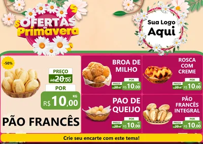 Modelo de Encarte para Encarte A4 Horizontal com o tema Ofertas de Primavera para Padaria