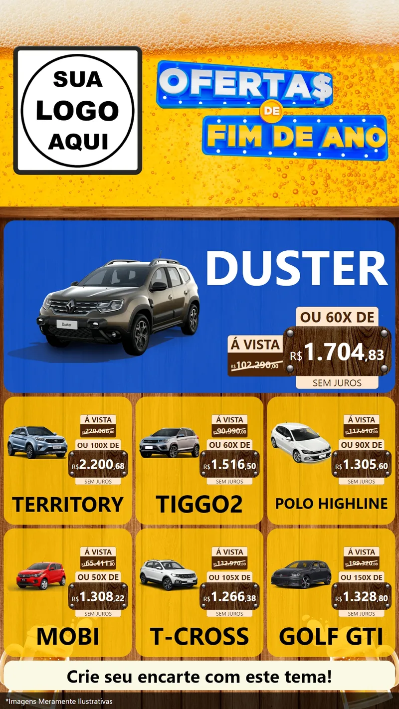 Modelo de Rede Social para Stories com o tema Ofertas de Fim de Ano para Concessionaria de Carros