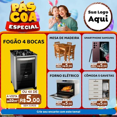 Modelo de Rede Social para Feed Facebook com o tema Páscoa Especial para Móveis e Eletro