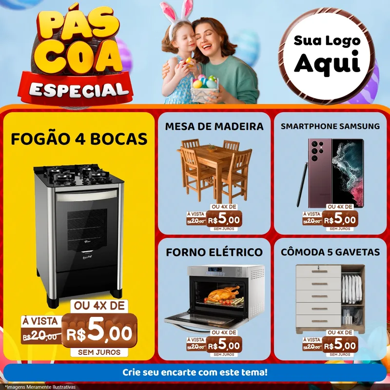 Modelo de Rede Social para Feed Facebook com o tema Páscoa Especial para Móveis e Eletro