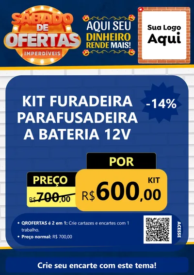 Modelo de Cartaz para Cartaz A4 Vertical com o tema Sábado de Ofertas Imperdíveis para Maquinas e Ferramentas