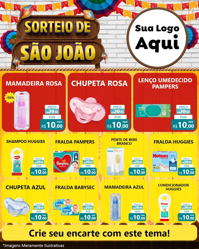 Modelo de Rede Social para Feed Instagram com o tema Sorteio de São João para Bebês