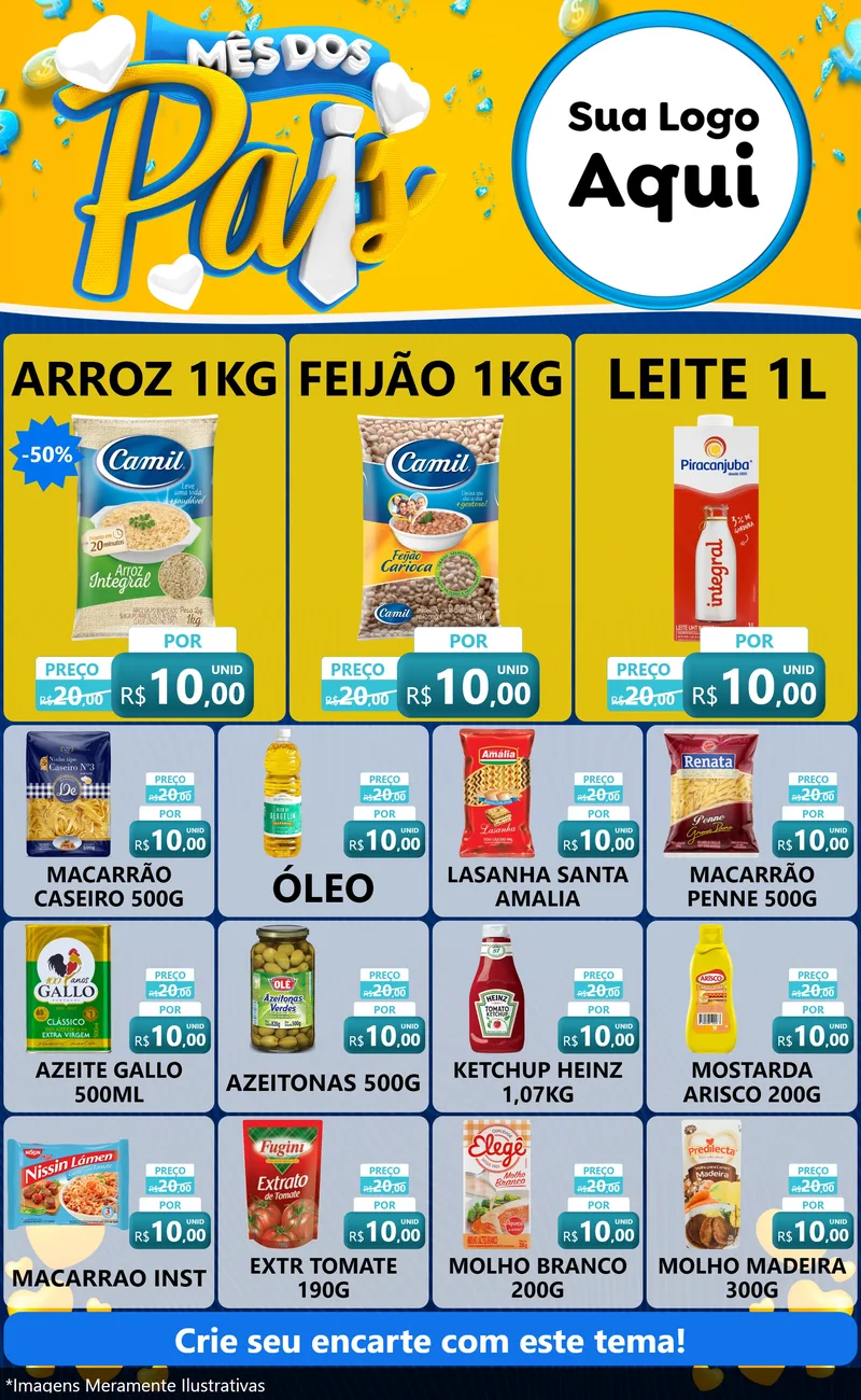Modelo de Encarte para Encarte Grande com o tema Mês dos Pais para Supermercado