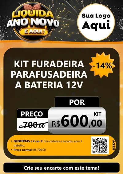 Modelo de Cartaz para Cartaz A4 Vertical com o tema Liquida Ano Novo É Aqui! para Maquinas e Ferramentas