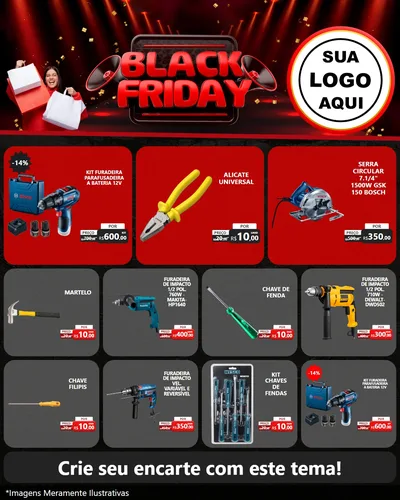 Modelo de Rede Social para Feed Instagram com o tema Black Friday para Maquinas e Ferramentas