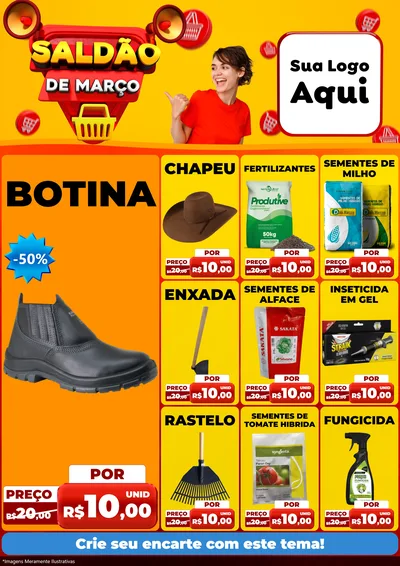 Modelo de Encarte para Encarte A4 Vertical com o tema Saldão de Março para Agropecuária