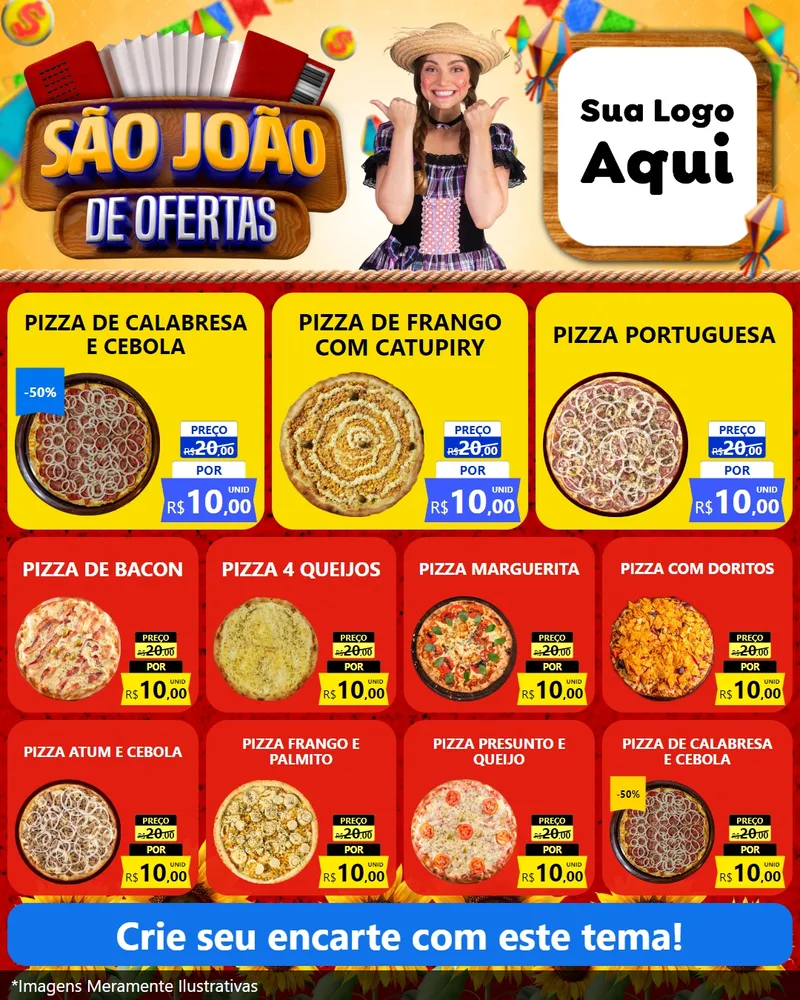Modelo de Rede Social para Feed Instagram com o tema São João de Ofertas para Pizzaria