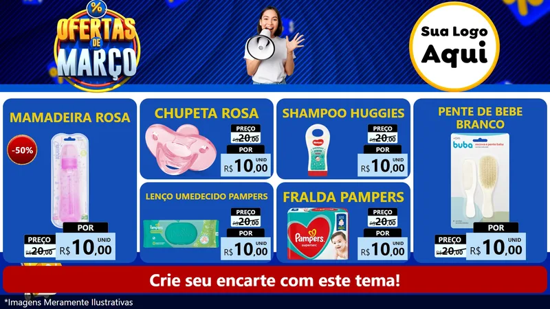 Modelo de TV para TV Horizontal com o tema Ofertas de Março para Bebês
