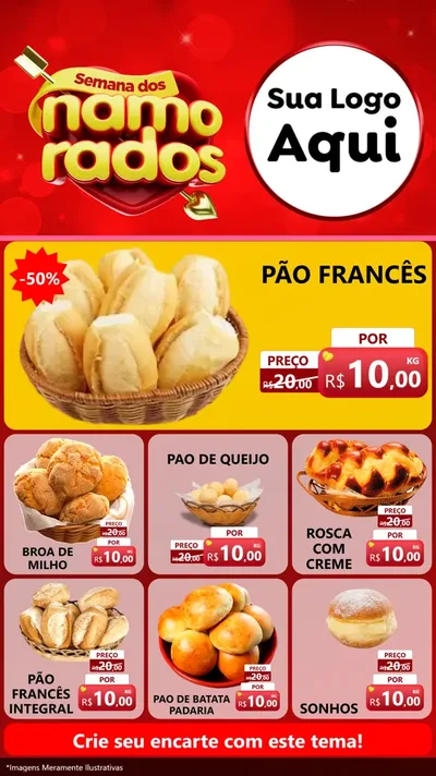 Modelo de Rede Social para Stories com o tema Semana dos namorados para Padaria