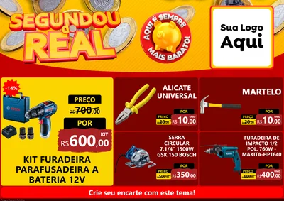 Modelo de Encarte para Encarte A4 Horizontal com o tema Segundou do Real para Maquinas e Ferramentas