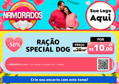 Modelo de Cartaz para Cartaz A4 Horizontal com o tema Promoção Dia dos Namorados para Pet Shop